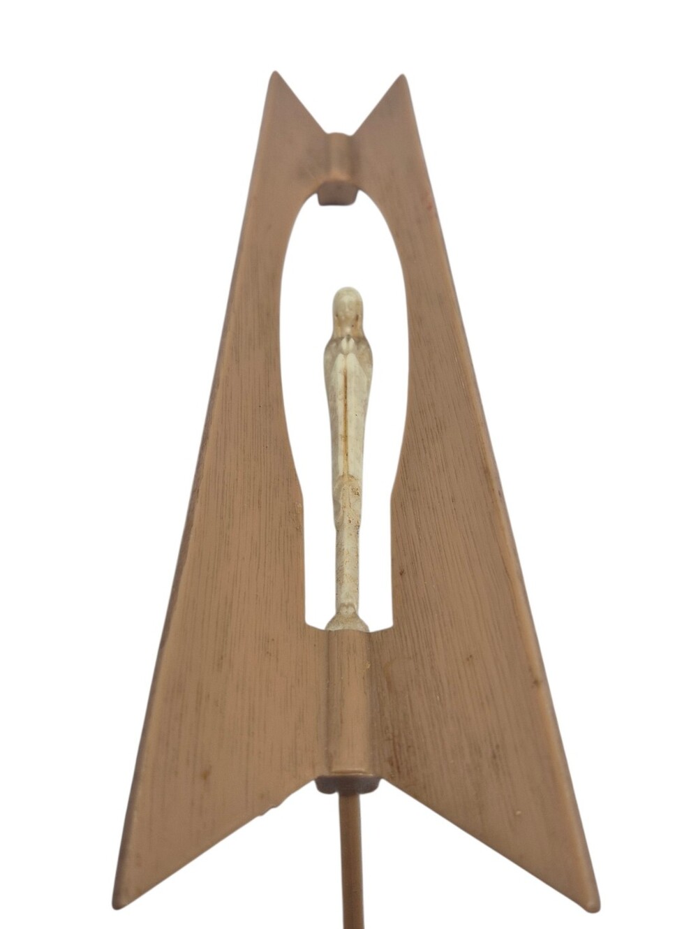Virgin Mary Vtg Modernist Statuette Catholic 1960s MCM Plastic Detailed 7 X 2 in